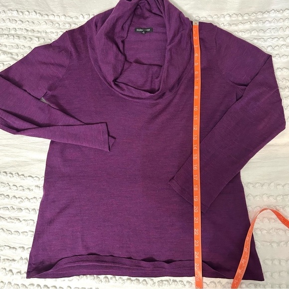 Eileen Fisher Women’s Plum Magenta Purple 100% Merino Wool Cowl Neck Sweater L - Picture 12 of 12